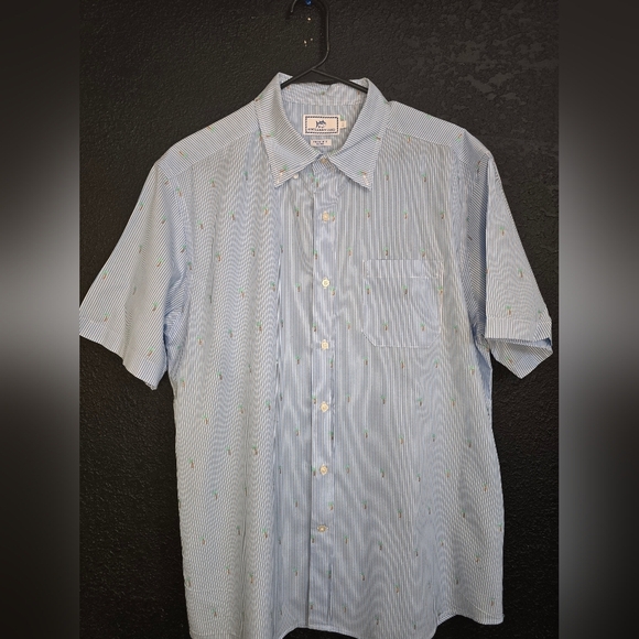 Southern Tide Mens Slim Fit Lge Short Sleeve Button Shirt With Palm Trees Print - Picture 1 of 10